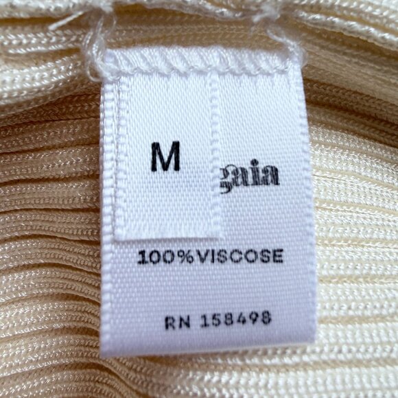 Cult Gaia Cameron Dress Medium Ivory Halter Cutout Twist Knot Ribbed Maxi NWOT - Picture 9 of 13